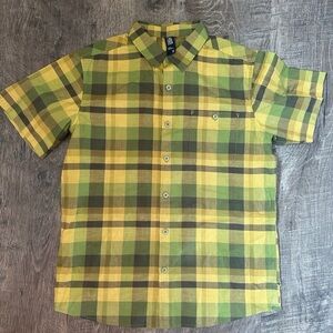 Mountain Hardwear Plaid Button Down Shirt Mens M Hiking Outdoor Green